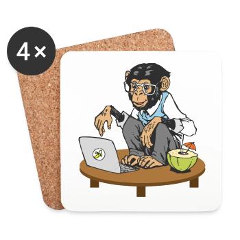 Monkey in front of laptop - Coasters (set of 4) - white - Front