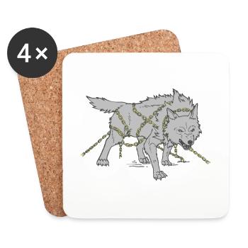 Wolf in Ketten - Untersetzer (4er-Set) - Weiß - Vorne