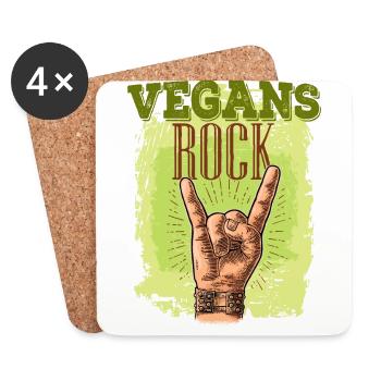 Vegans Rock T-Shirt Veganer T-Shirt Geschenk - Untersetzer (4er-Set) - Weiß - Vorne