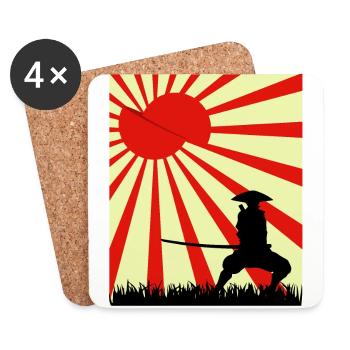 Mond Scheibe Samurai - Untersetzer (4er-Set) - Weiß - Vorne