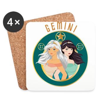 Sternzeichen - Horoskop - Zwilling - Geschenk - Untersetzer (4er-Set) - Weiß - Vorne