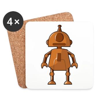 Petit robot orange - Dessous de verre (lot de 4) - blanc - Devant