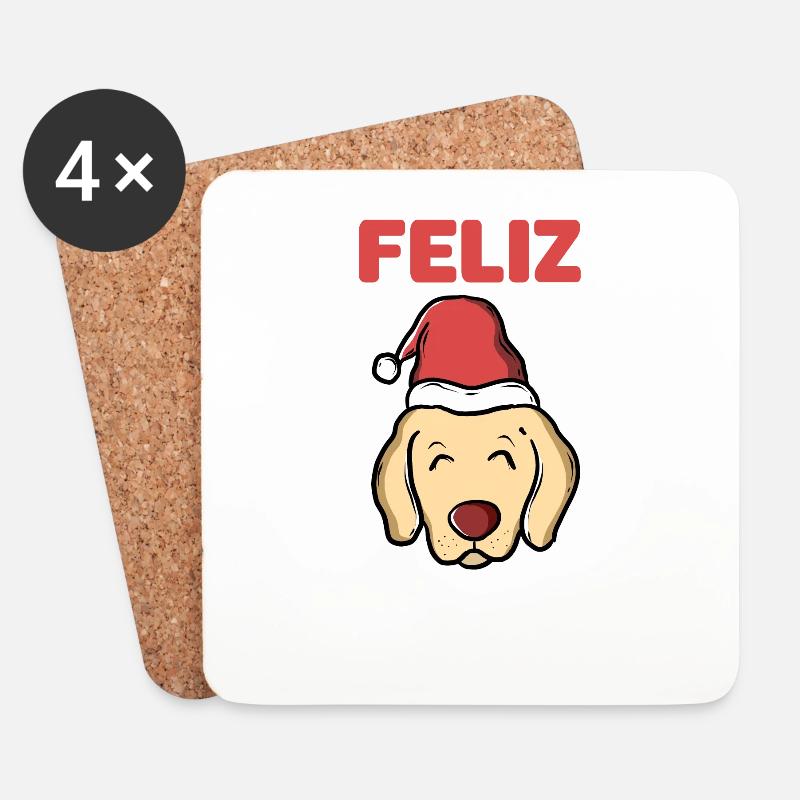 Feliz Navidog - Untersetzer (4er-Set) - Weiß