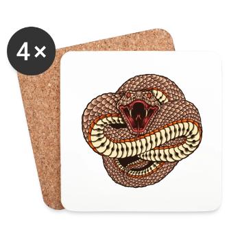 Snake Snake Tattoo - Coasters (set of 4) - white - Front