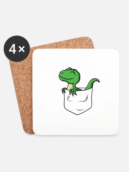Süßer Dino Brusttasche - Untersetzer (4er-Set) - Weiß