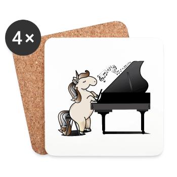 Licorne joue piano cadeau - Dessous de verre (lot de 4) - blanc - Devant