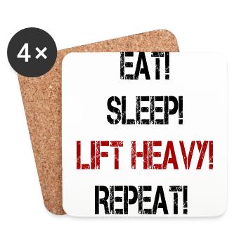 Lift Heavy Bodybuilding Powerlifting Lifting Gym - Coasters (set of 4) - white - Front