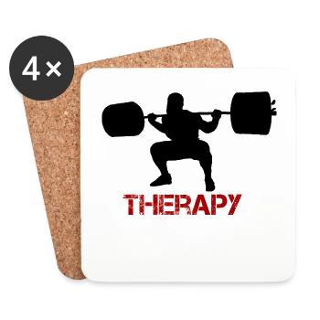 Therapy Bodybuilding Powerlifting Lifting Gym - Coasters (set of 4) - white - Front