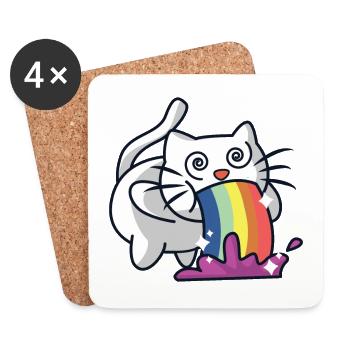 Rainbow cat - Coasters (set of 4) - white - Front
