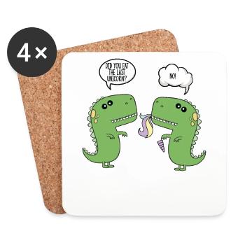 Cadeau de licorne drôle de dinosaure - Dessous de verre (lot de 4) - blanc - Devant