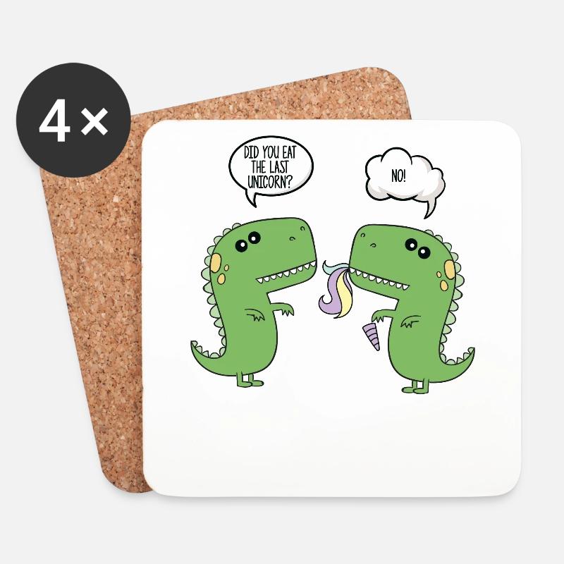 Lustiges Dinosaurier Einhorn Geschenk Fantasie - Untersetzer (4er-Set) - Weiß