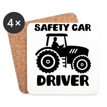 Safety Car Driver Landwirtschaft Traktor - Untersetzer (4er-Set) - Weiß - Vorne