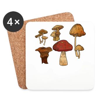 Pilz Fungi Morcheln Jagd Jagd Geschenkidee - Untersetzer (4er-Set) - Weiß - Vorne