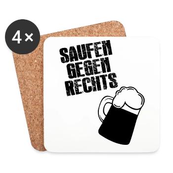 Saufen gegen Rechts - Untersetzer (4er-Set) - Weiß - Vorne