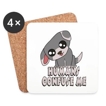 Hundepug-Hündchen-Kopfneigung-niedliche Hunde doglovers neues T-Shirt - Untersetzer (4er-Set) - Weiß - Vorne