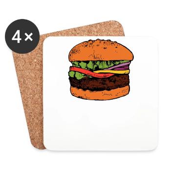 Burger Hamburger Cheeseburger Fast Food Hunger - Coasters (set of 4) - white - Front