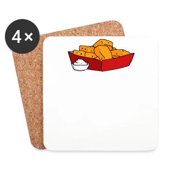 Poulet Nuggets Poulet Nuggs Fast Food Hunger - Dessous de verre (lot de 4) - blanc - Devant