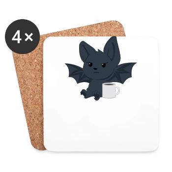 Bat - bat T-shirt - morning muffle - Coasters (set of 4) - white - Front