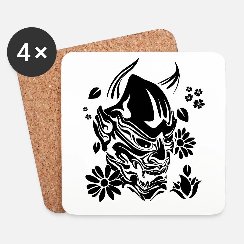 Teufel mit Blumen schwarz - Untersetzer (4er-Set) - Weiß