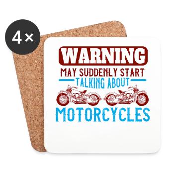 Biker motorcycle - Coasters (set of 4) - white - Front