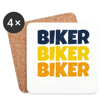 Motard, motocyclette - Dessous de verre (lot de 4) - blanc - Devant