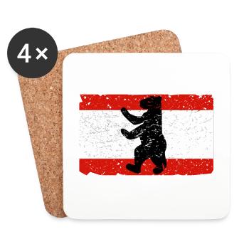 Ours de Berlin avec le drapeau de Berlin - Dessous de verre (lot de 4) - blanc - Devant