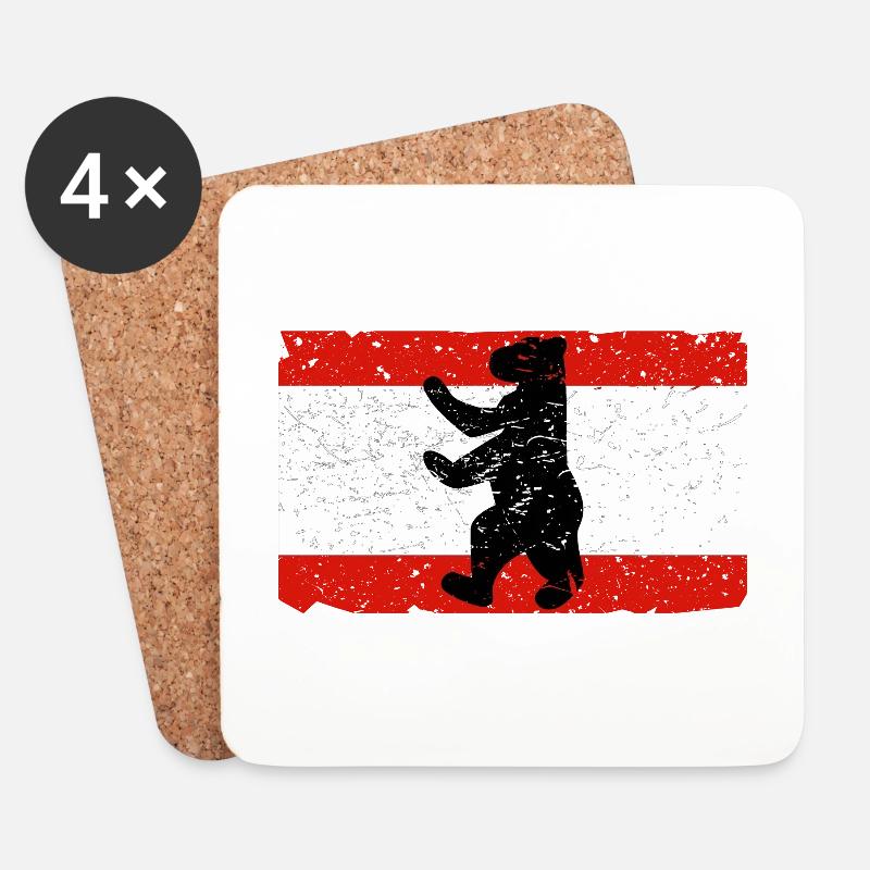 Berliner Bär mit Berlin Flagge - Untersetzer (4er-Set) - Weiß