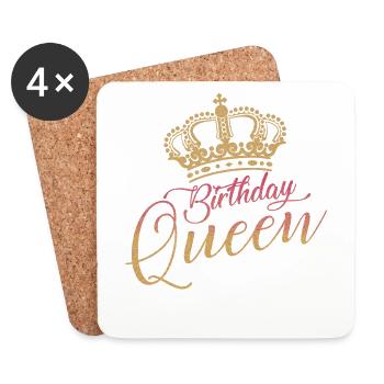 Birthday Queen Gebutstags Shirt Cadeau - Dessous de verre (lot de 4) - blanc - Devant