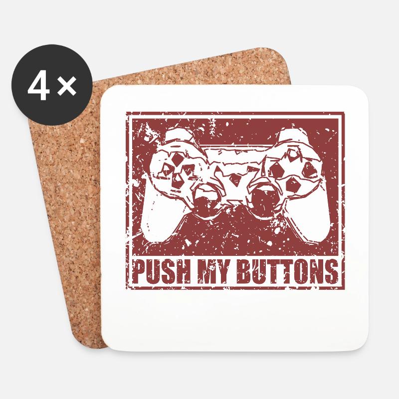 Push my Buttons - Untersetzer (4er-Set) - Weiß