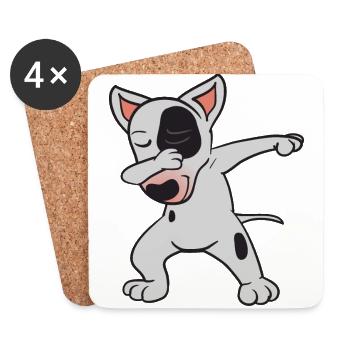 Dabbing Dab Bull Terrier Bull Terrier Chien Danse - Dessous de verre (lot de 4) - blanc - Devant