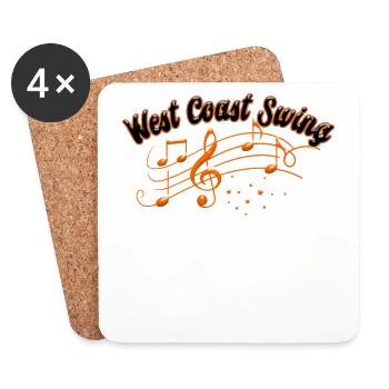 West Coast Swing Dance Tanz T-Shirt - Untersetzer (4er-Set) - Weiß - Vorne