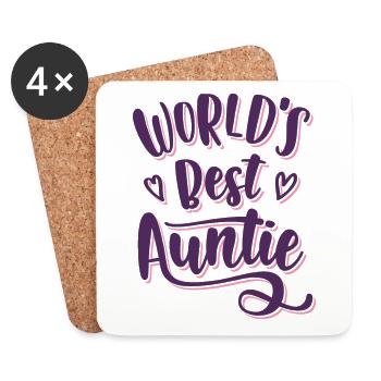 Best Aunt Ever - Für die Liebste Tante der Welt - Untersetzer (4er-Set) - Weiß - Vorne
