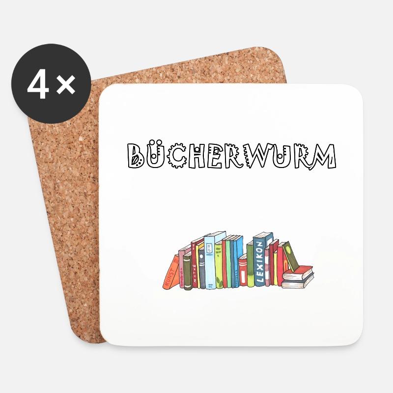Buch Buch Bücher Bücher lesen Bücherwurm Buch - Untersetzer (4er-Set) - Weiß