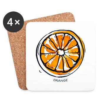 Orange Obst Frucht Fruit - Untersetzer (4er-Set) - Weiß - Vorne