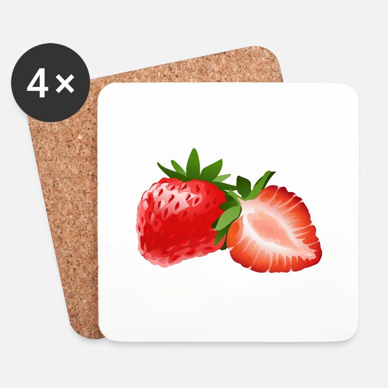 Strawberries Fruit Fruit Strawberry Fruit - Coasters (set of 4) - white