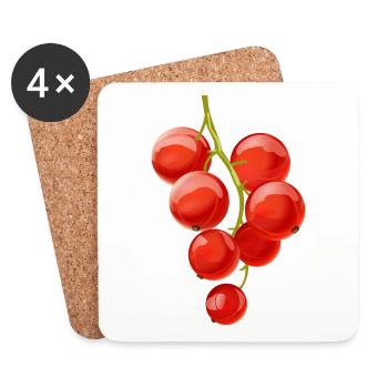 Fruits de baie de fruit groseille - Dessous de verre (lot de 4) - blanc - Devant