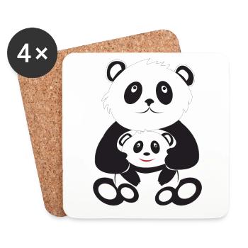 Panda mom / dad and kid - Coasters (set of 4) - white - Front