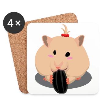 Netter Hell-Braun Hamster Essen - Untersetzer (4er-Set) - Weiß - Vorne