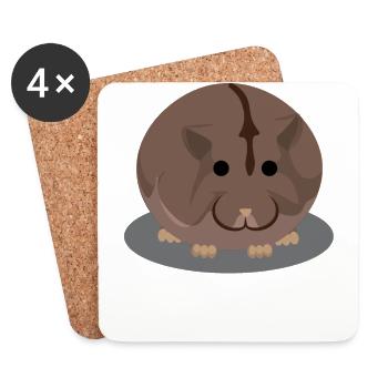 Brauner molliger Hamster - Untersetzer (4er-Set) - Weiß - Vorne