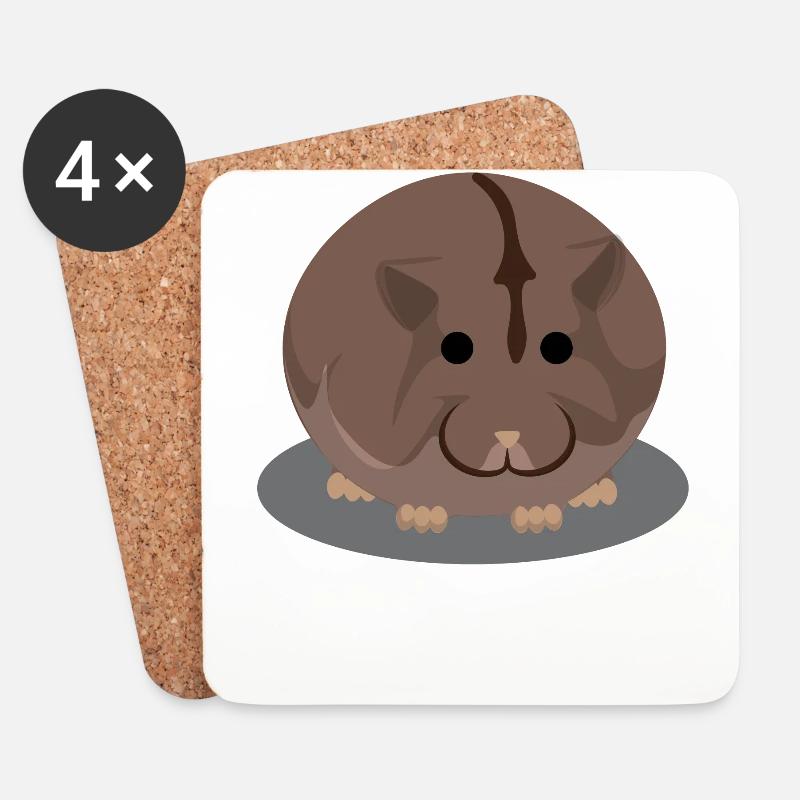 Brauner molliger Hamster - Untersetzer (4er-Set) - Weiß
