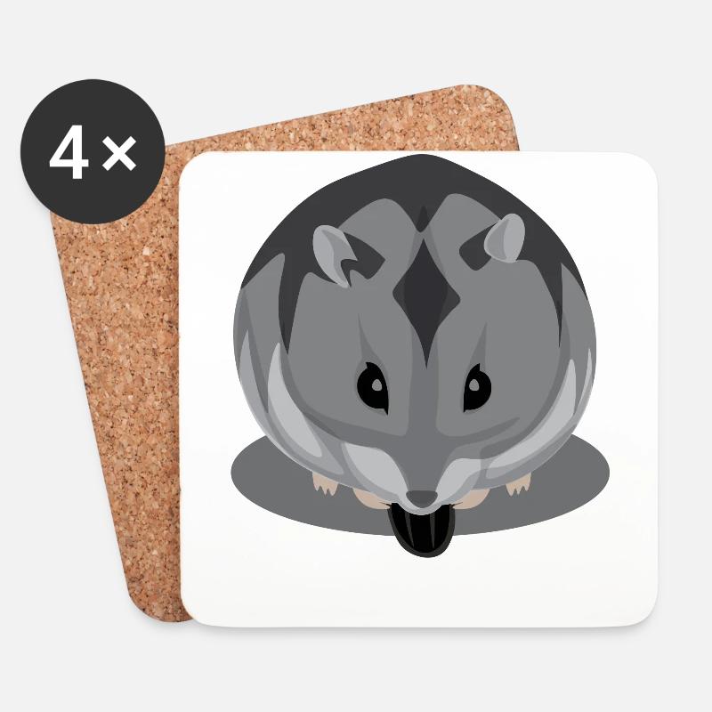 Schwarz und Grau Hamster Essen - Untersetzer (4er-Set) - Weiß