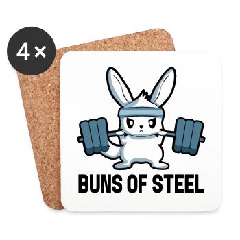 Bunny, Fitness, Gym, Motivation, Sport, Cadeau - Dessous de verre (lot de 4) - blanc - Devant