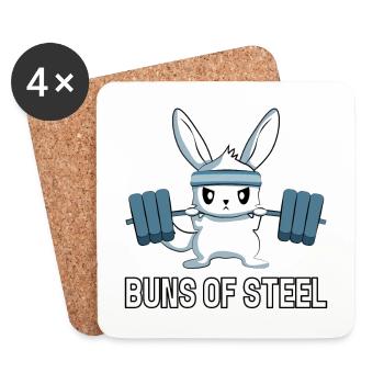 Bun Of Steel, Häschen - Untersetzer (4er-Set) - Weiß - Vorne