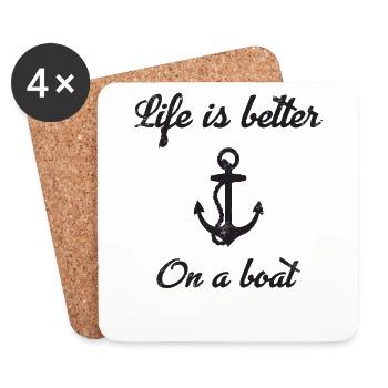 La vie est meilleure sur un bateau - Dessous de verre (lot de 4) - blanc - Devant
