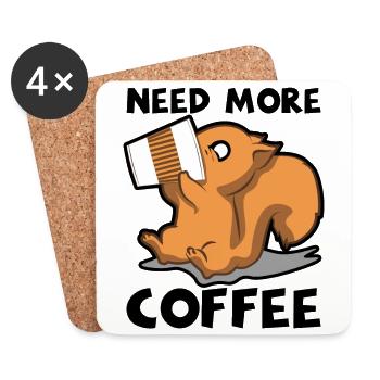Café, Chipmunk, Fatigué, Lundi, Humour de bureau - Dessous de verre (lot de 4) - blanc - Devant