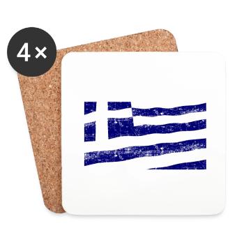 Griechische Flagge Ellas - Untersetzer (4er-Set) - Weiß - Vorne