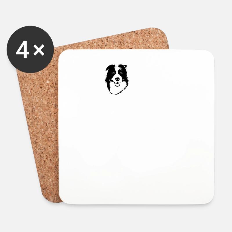 (Border-Collie-Herzschlag) - Untersetzer (4er-Set) - Weiß