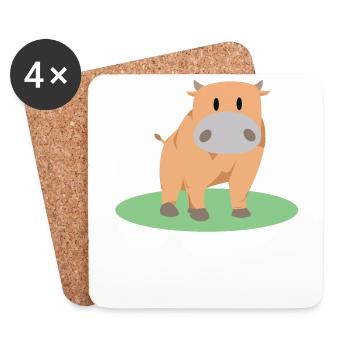 Belle vache debout - Dessous de verre (lot de 4) - blanc - Devant