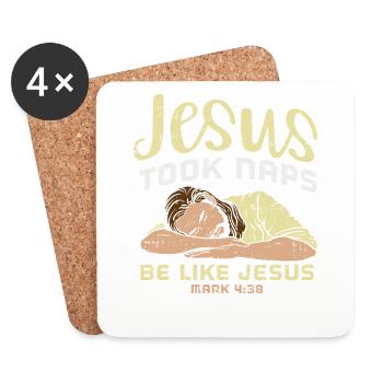 Lustiges Jesus macht auch ein Nickerchen Geschenk - Untersetzer (4er-Set) - Weiß - Vorne