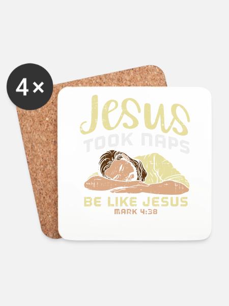 Lustiges Jesus macht auch ein Nickerchen Geschenk - Untersetzer (4er-Set) - Weiß
